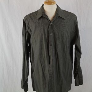 DKNY Dark Green Check 17 34/35 Dress Shirt